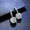 Dangle Earrings Silver 925 Original Total 2 Carat D Color Diamond Test Past Moissanite Drop Square Gemstone Wedding For Women