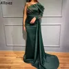 Темно -зеленая Саудовская Аравия Русалка вечерние платья с длинными рукавами заклинание кристаллы бусинки для выпускного приема
