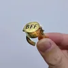 BFF Cute Anime Ring Women Girls Open Adjustable Cover Ring Gold Rings for Forever Close Friend Gift