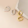 Hoop Earrings 18K Gold Plating Authentic 925 Sterling Silver Jewelry Irregular Texture Bump Piercing Huggie Ear-Bone C-M00738262j