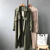 Dames Trench Coats Dames Autumn Windscheper Solid Color Long Jacket Winddichte mode over-de-knie met riem