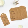 Tags Price Tags Card Printing Flower Head Tags Thank You Kraft Paper English Lift Sub Clothing Label Mark Pendant Card 100Pcs/Lot 4 Dhdxd