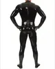 Mode Catsuit Costumes PVC Faux cuir latex noir justaucorps vêtement sexy pour hommes collants de peau body fermeture à glissière arrière à 3 voies à l'entrejambe avant