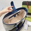 Klassische Einkaufstasche, große Kapazität, Umhängetaschen, Damen-Handtasche aus Segeltuch, alte Blumen, ikonische Brief-Reisetaschen, Geldbörse, rot-grün gestreift, Ledergriff-Handtaschen