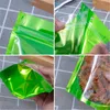 Grön lila transparent plast Mylar folie Självförsegling Stå upp påsar Torkad matbönpulverlagring Aluminiumfolie Bag LX5111