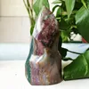 Decorative Figurines Natural Stone Ocean Jasp Cream Torch Crystal Display Home Decoration Color Romantic Multi-inclusions