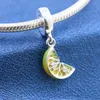 100% 925 Sterling Silver Sparkling Lemon Slices Dangle Bead Fits European Pandora Jewelry Charm Bracelets