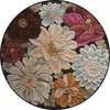 Carpets Euro 3D Blooming Peony Flowers Pastoral Country Floral Round Soft Flannel Door Foot Mat Parlor Living Room Decor Carpet Area Rug