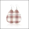 Dangle Lustre Mode Plaid Goutte Dangle Boucle D'oreille En Cuir Pu Double Face Cadeaux De Noël Femmes Bijoux Boucles D'oreilles Livraison 2021 Dhs Dh8Pv