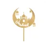 Party Decoration Golden Eid Mubarak Acrylic Cake Toppers Castle Moon Topper For Islamic Festival Banquet Baking Cupcake Decorations Supplies