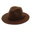 Basker enkla kvinnor män ull vintage trilby filt fedora hatt med bred grim gentleman elegant lady vinter höst jazz caps#g4