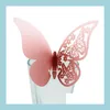 Party Decoration 100st/Lot Butterfly Laser Cut Paper Place Card Escort Cup Wine Glass For Wedding Party Decoration Drop Delivery 202 DHT8S