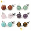 Hoop Huggie 8mm Natural Stone Studörhängen Crystal Quartz Round Ball Pärlor Sier Color Simple Fashion Ear Jewelry for Women Girl Dro DHWB5