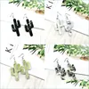 Lampadario pendente Lady Orecchini in pelle a forma di cactus Gioielli Due lati Riunisci Pu Donne Ciondola Moda Eardrop 3 71Tp J2 Drop Del Dhdua