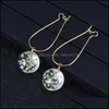 Charm Fashion Summer Flower Earring Woman Dried Flowers Earrings Glass Ball Pressed Dingle Earing Jewelry Gift Wholesale 2918 Drop de DHFPQ