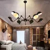 Lampade a sospensione American Vintage Oro / Corpo nero Luce a LED Regolabile liberamente Iron Spider Restaurant Living Room Hanging Fixtures