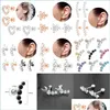 Stud 1Pc Zircon Cz Leaf Heart Star Flower Ear Studs Cartilage Earring For Women Stainless Steel Small Piercing Jewelry Drop Delivery Dhghc