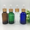 Amber Clear Blue Green Glass 에센셜 오일 향수 병 E 액체 시약 피펫 드로퍼 병 30ml