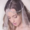 Pinces à cheveux cristal front bandeau mariage mariée chaîne casque pour femmes strass goutte d'eau tête chapeaux bijoux