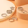 Luxus kreative Kristallblätter Wein 7pcs/Set Ring für Frauen charmante hohle Blumen Silber Farbe Geometrie Schmuck Geschenke