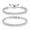 Bracelets de link Bracelete deslumbrante de tênis para homens de 4/5 mm de zircão brilhante gelado Cristal Crystal Casal Men's Women's Women's Womensale