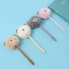 Pz / set Cartoon Fluffy Bear Hair Ball Pen Gel Cute 0.5mm Blu / Nero Inchiostro Firma Neutro Forniture per ufficio scuola Regalo