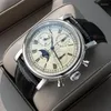 Armbandsur Sugess Chronograph Watch ￤kta l￤dermekaniska klockor Sapphire Seagull St19 Series Moonphase for Man Clock 40mm