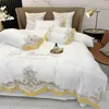 Ensembles de literie de luxe Satin coton fleurs broderie ensemble doux soyeux housse de couette couette drap de lit ou taies d'oreiller ajustées