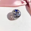 100% 925 Sterling Silver Vintage Night Sky Shimmering Midnight Blue Emamel Charm Bead Fits European Pandora smycken Charmarmband