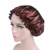 Твердый цвет атласная ночная кепка модная женская эластичная полоса уход за волосами для волос капот Femme мягкие рийонные шляпы для сна