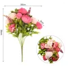 Dekorativa blommor 1 St￤ng europeisk konstgjord Peony Silk Fake Wedding Party Home Decoration Flower Bouquet Wreath Diy Scrapbooking