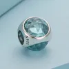 100% 925 Sterling Silver Green Radiant Droplet med fasetterad kubisk zirkoniumsten passar europeiska pandora smycken charmarmband