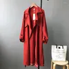 Dames Trench Coats Dames Autumn Windscheper Solid Color Long Jacket Winddichte mode over-de-knie met riem