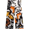 Calça feminina capris zevity feminino contraste vintage color totem estampa floral de perna larga calça feminina zíper chique mosca longa calça longa pantalones mujer p436 220916