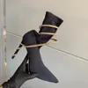 Rene Caovilla Yüksek Topuk Botları Kadın Çorap Boot Strass Stiletto Wrapparound ayak bileği patik Orta Buzağı Çekme Elastik Nokta Toe Stiletto Tasarımcı Kutu