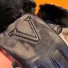 Autumn Winter Rabbit Fur Leather Gloves Designer Letter Embroidered Mittens Women Touch Screen Glove With Velvet Inside Gift Box2067192