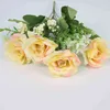 Faux Floral Greenery Rose Flower Beautiful Pink Artificial Flower Hydrangea Silk Fake Bouquet For Family Wedding J220906