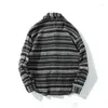 Męskie koszule męskie męskie szczotkowane koszula Top Coat Lose Thermal Shorjack Striped Warm Fork-Custom Ciemnie szary 904-B313
