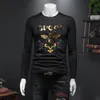Men's Embroidered Tops Thickened Long Sleeves T-Shirts Animal Graphic Printing Plus Size 2022 New Quality Fashion Warm Bottoming Shirts