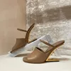 Summer Fashion First Sandals Shoes Women Open Toe Slipper & Pumps Sculptural Mules F-shaped Heels Lady Party Wdding Dress EU35-43 Shoebox