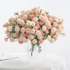 Flores decorativas Buuquet de boda artificial Jarr￳n de decoraci￳n navide￱a para sala de inicio Caja de dulces de seda