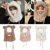 Boinas japonesas desenhos animados fofos de urso -orelha chapéu de cordeiro de pelúcia pescoço de pescoço frio proteção fria com máscara para mulheres meninas