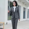 Kvinnors tvåbitar byxor Izicfly Autumn Formal Female Suit med byxa enhetliga mönster för kvinnor blazer femenino Slim Business Pant Set