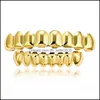 Grillz Dental Grills Real Gold電気めっき18Kヒップホップブレースドロップ配信2021ジュエリーボディDHSELLER2010 DHWO8