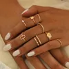 Wedding Rings 8Pcs/Set Vintage Simple Geometric Star Heart Ring For Women Girls Fashion Jewelry Finger Decor Super Pretty