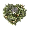 Ghirlanda di fiori decorativi Porta artificiale Eucalipto Fiore di primavera Cuore Finestra Foglia Ghirlanda frontale Verde