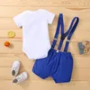 Ensembles de vêtements 1 an bébé garçon anniversaire barboteuse ensemble vêtements infantile fille dessin animé point impression jarretelles shorts tenues de fête Costume enfant en bas âge 12M 220916