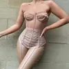 Bustiers korseler uzun gövde seksi dantel korse üst gotik budier overstust corselet shapewear kadın bel eğitmeni şeffaf modelleme kayışı