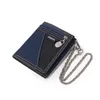 Wallets Boys Fashion Trifold Short Wallet With Chain For Male Women Young Novelty Money Bag Purse Teens Zipper Coin ID Card Holder