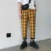 Pantalon masculin streetwear plaid noir joggers hommes 2022 hommes harem harean pantalon hip hop cor￩en plus taille